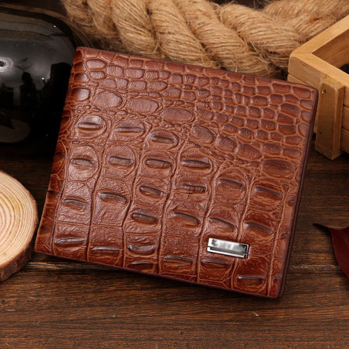 Crocodile Grain Genuine + PU Leather Short Design Wallet Fashion Coin