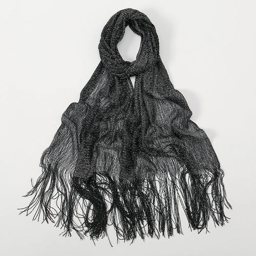 Shiny Bright Silk Scarf Women Evening Dress Shawl Tassel Gold Silver