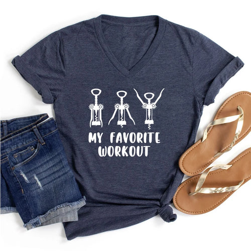 My Favorite Workout Print Tshirt Spring Short Sleeves Women Tee Funny