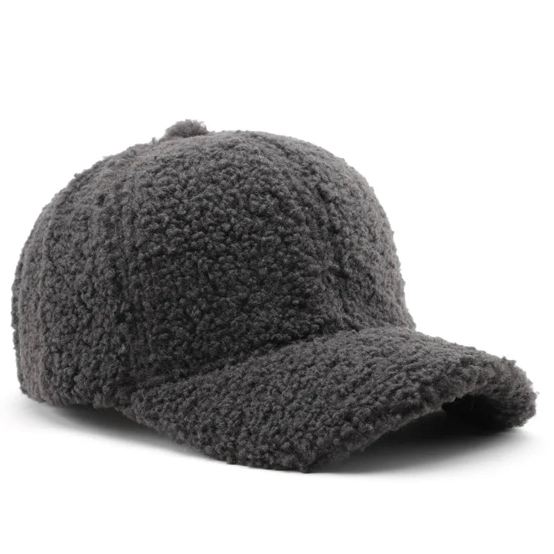 Autumn Winter Baseball Cap Women Artificial Lamb Wool Hats Keep Warm