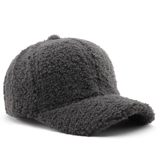 Autumn Winter Baseball Cap Women Artificial Lamb Wool Hats Keep Warm
