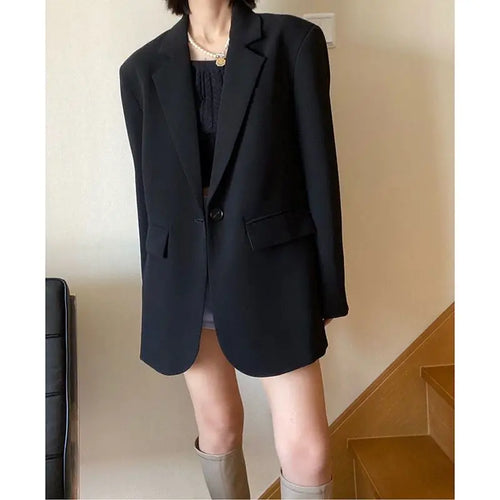 Oversize Luxury Black Blazer Women Spring Autumn Coat High-end Loose