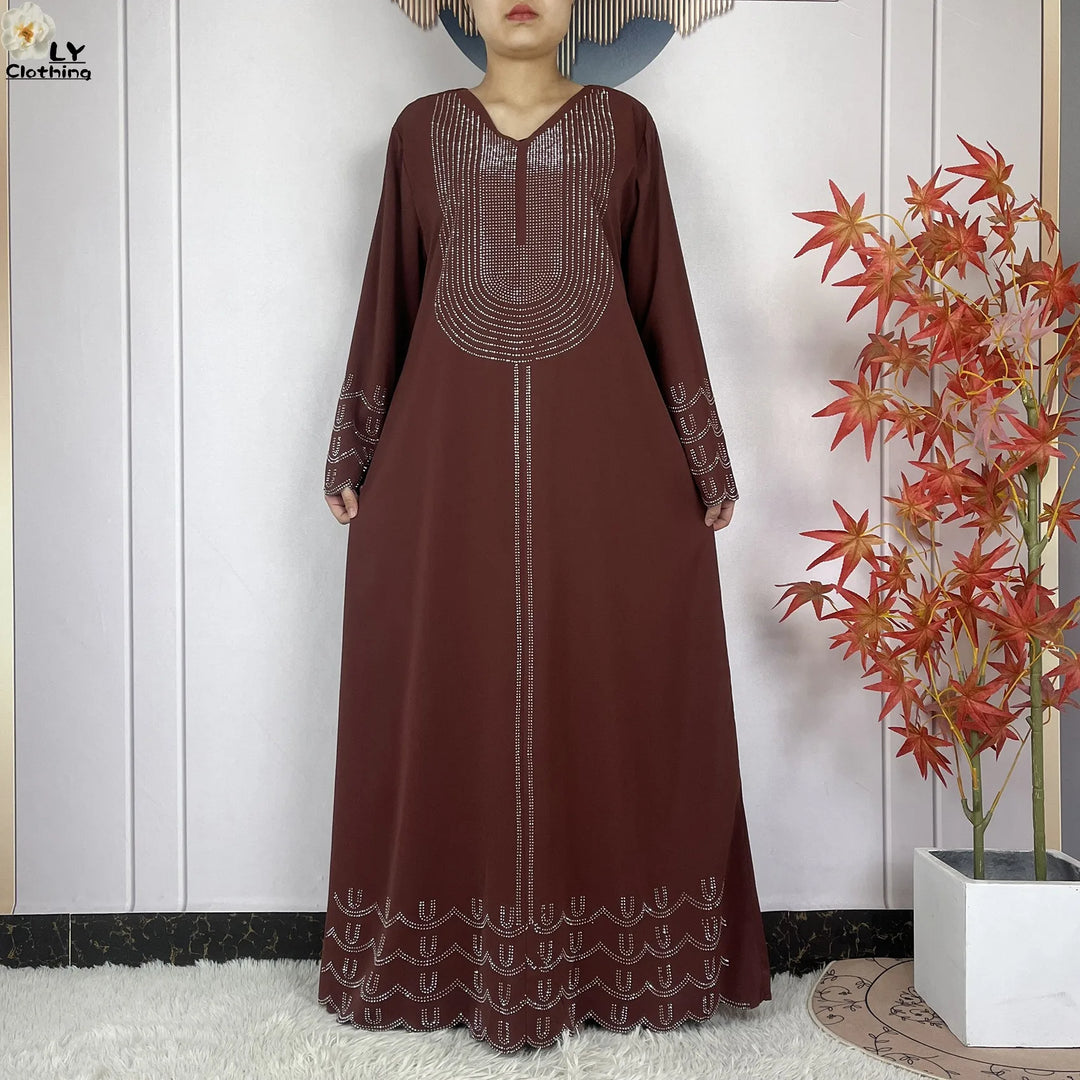 2024 New Muslim Chiffon Abayas For Women Robe Caftan Dubai Islam Clothing African Abaya Long Sleeved Fashion Dress With Turban