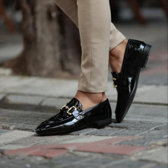 Men Loafers Pu Shinning Leather Slip-On Round Toe Dress Shoes Spring Autumn Handmade Men's Casual Shoes for Business Plus Size