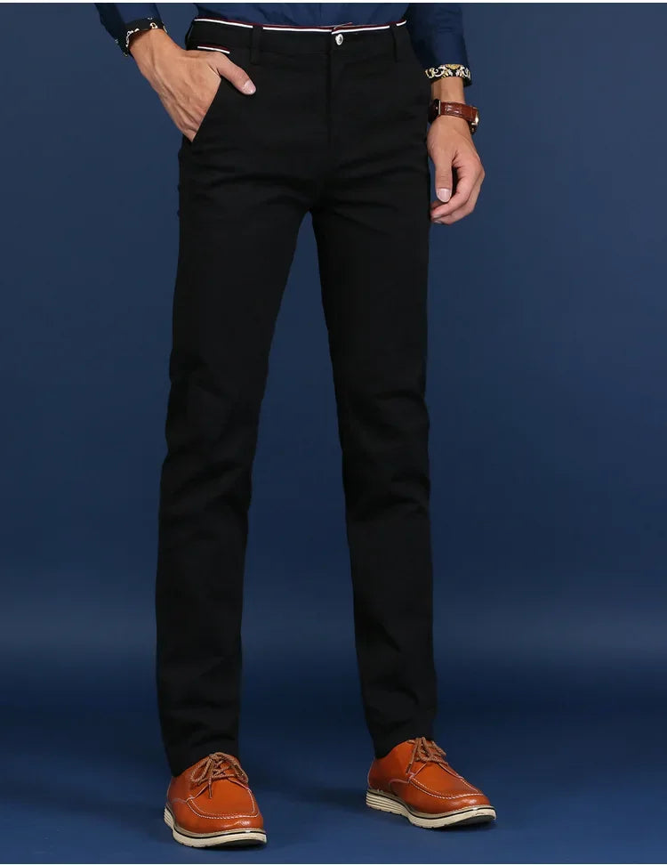 Classic Style Men Spring Summer Thin Casual Pants Fashion Business Cotton Solid Color Office Trousers High Quality Men Trousers