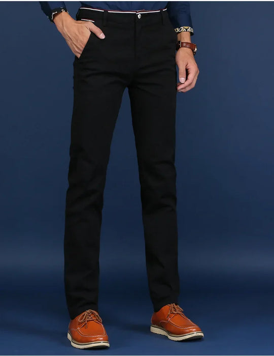 Classic Style Men Spring Summer Thin Casual Pants Fashion Business Cotton Solid Color Office Trousers High Quality Men Trousers