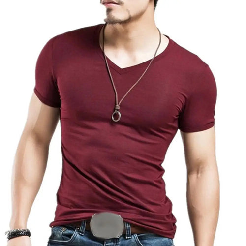 New Men T Shirt Fitness V neck Man T-shirt For Male Clothing