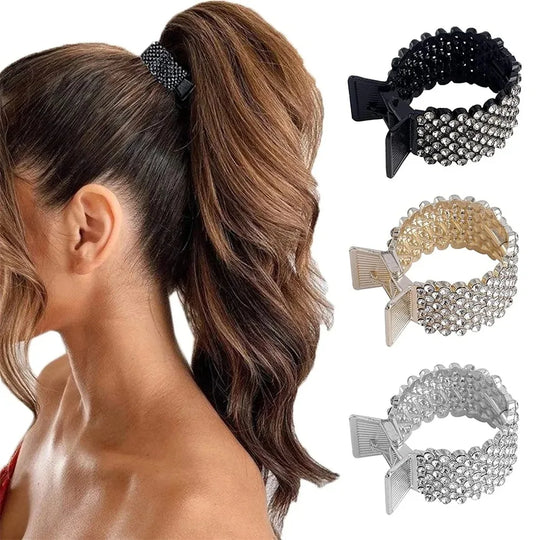 Fashion Pearl Rhinestone Metal Hair Clip Women Girls Mini High