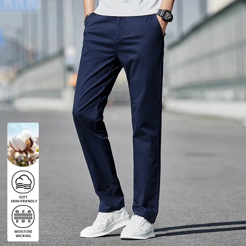 Top Grade 98% Cotton New Brand Casual Fashion Streetwear Slim Fit Long Pants Straight Pencil Trousers Men's Clothing