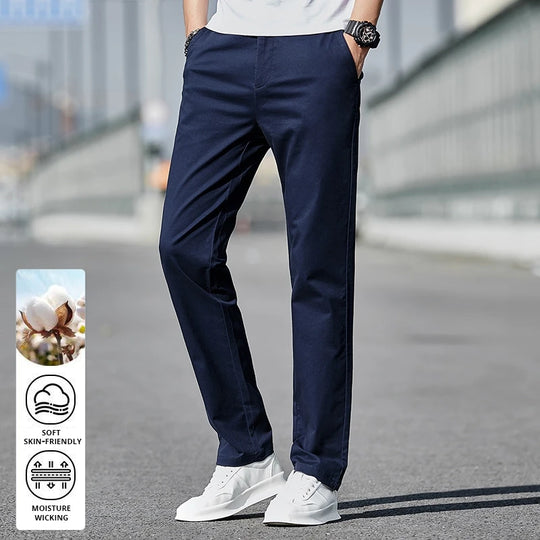Top Grade 98% Cotton New Brand Casual Fashion Streetwear Slim Fit Long Pants Straight Pencil Trousers Men's Clothing