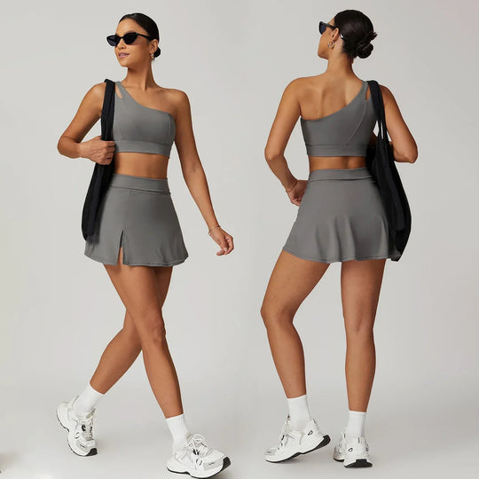Tennis Dress Yoga Suit Slant Single Shoulder Bra Quick Dry Fitness
