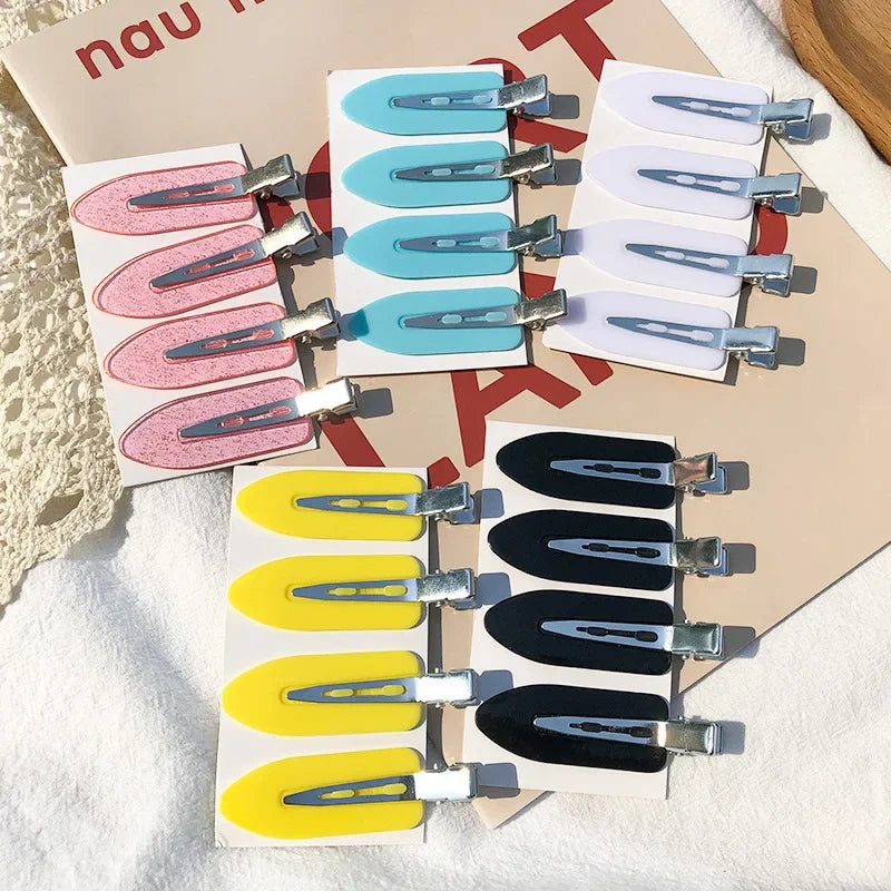 4pcs/set No Bend Seamless Hair Clips Side Bangs Barrette Makeup