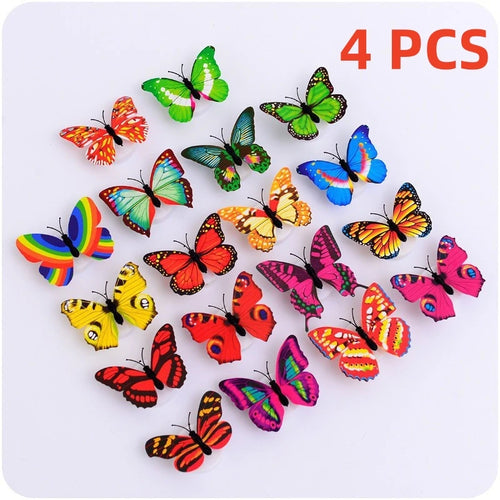1~4 PCS Pasteable 3D Butterfly Night Lights Luminous Led Wall Sticker