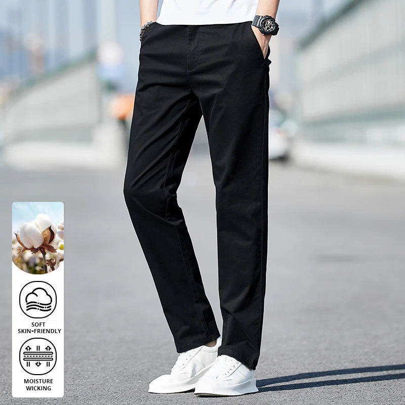 Top Grade 98% Cotton New Brand Casual Fashion Streetwear Slim Fit Long Pants Straight Pencil Trousers Men's Clothing