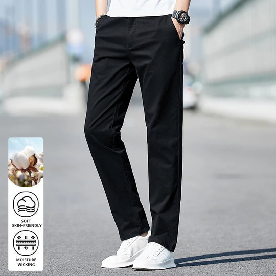 Top Grade 98% Cotton New Brand Casual Fashion Streetwear Slim Fit Long Pants Straight Pencil Trousers Men's Clothing