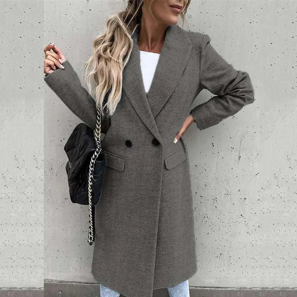 Women Coat Elegant Long Blazer Female All Match Long Sleeve Button