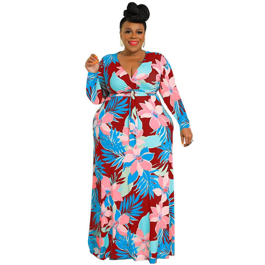 XL-5XL Plus Size Clothes Dresses Women Robes Summer Spring Long Sleeve Street Style Casual 3XL 4XL Big Size Maxi Dress Oversize