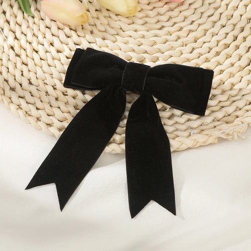 Velvet Bow Hairpin Barrettes For Women French Red Black Hair Clips