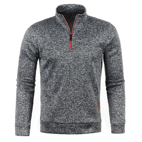 Autumn Men's Half Zipper Sweatshirts Long Sleeve Solid Color Pullover