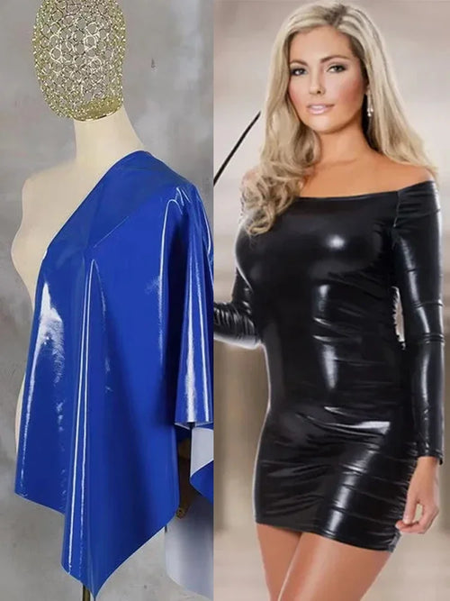 Strapless Long Sleeve Faux Latex Women Mini Dresses Ladies Fashion