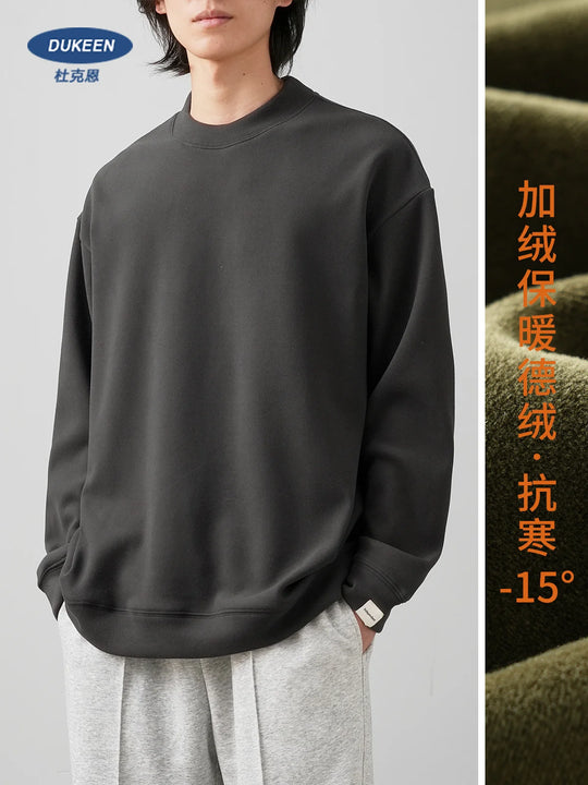 DUKEEN Fleece Half-Turtleneck Dralon Sweatshirts for Men Autumn and