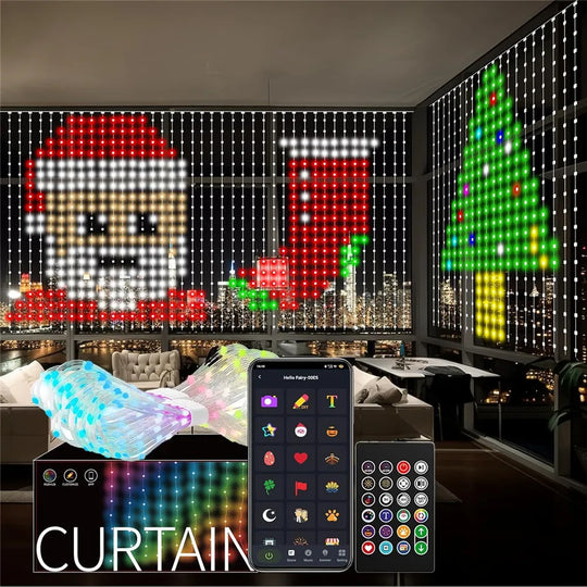 400-800 LED RGB Smart Curtain Lights with Music,App Controls and Remote,LED Party Lights for Wedding/Valentine's Day/Birthday