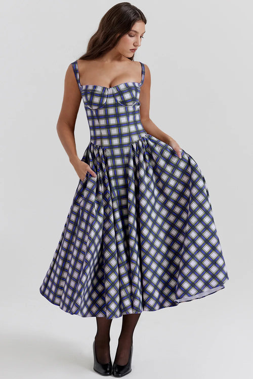 Summer skirt new French vintage maxi dress court wind Dopa wear strap