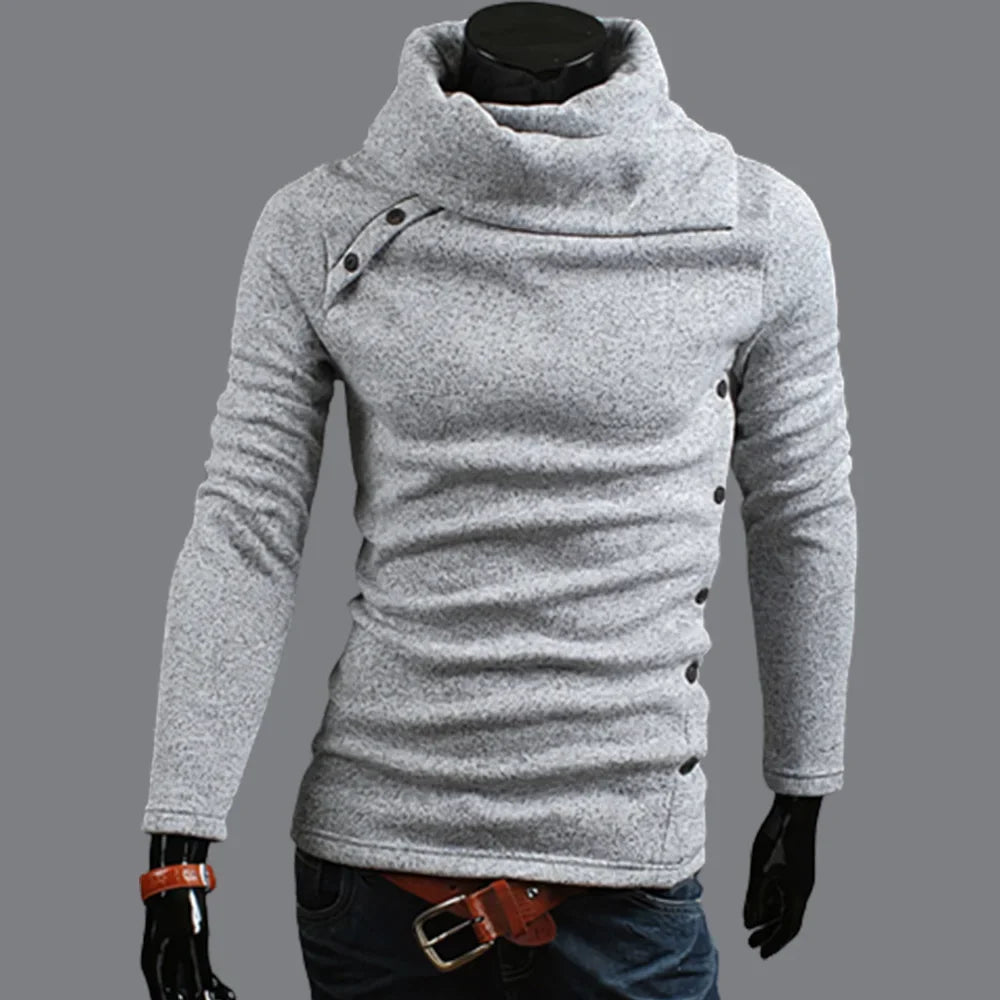 Autumn Winter Men Turtleneck Long Sleeve Sweater Korean Trend Solid