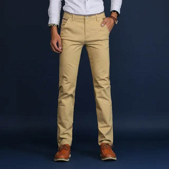 Classic Style Men Spring Summer Thin Casual Pants Fashion Business Cotton Solid Color Office Trousers High Quality Men Trousers
