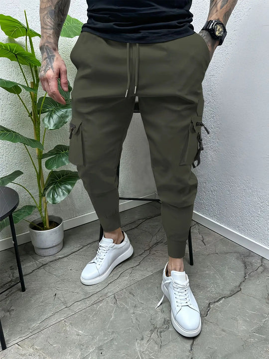 Spring and Autumn men ebay casual multi-pocket slim foot overalls