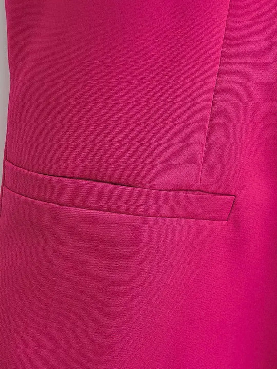 Women Fashion V Neck Sleeveless Pockets Short Vest Jacket Office Lady