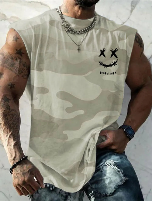 Men's Tank Top Sleeveless T-Shirt Pattern Print Summer Sports Running