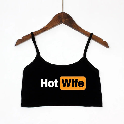 Fashion Women's Sexy Elastic Cotton Camis HOT WIFE Letters Print