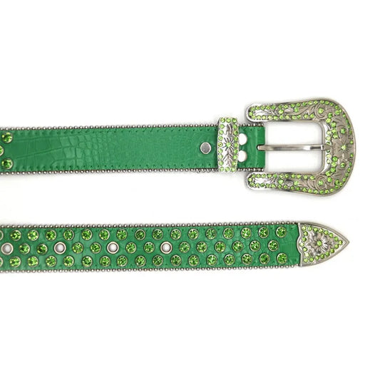 men & women fashion hip hop rock diamond studded belts soft leather rhinestone belt women designer waistband green pin buckle strapon