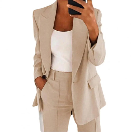 Turndown Collar Women Blazer Long Sleeve Buttons Blazer for Dating