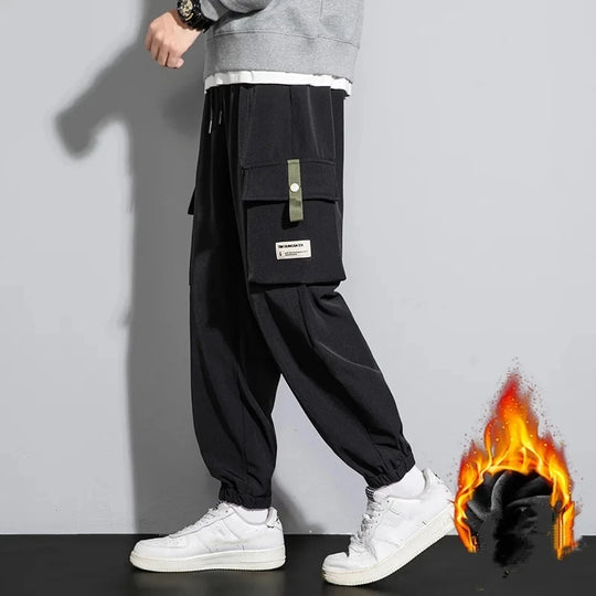2023 Winter Men Y2k Vintage Baggy Pants Thicken Warm Pants Mens Fleece