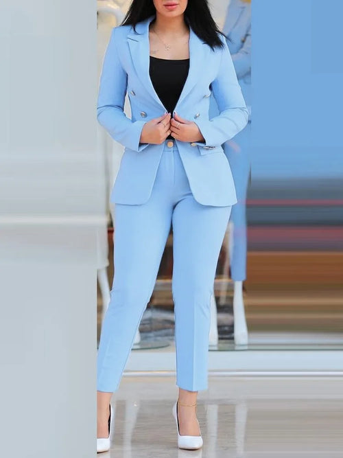 Elegant Office Lady Two Piece Sets 2024 Autumn Winter Women Fashion