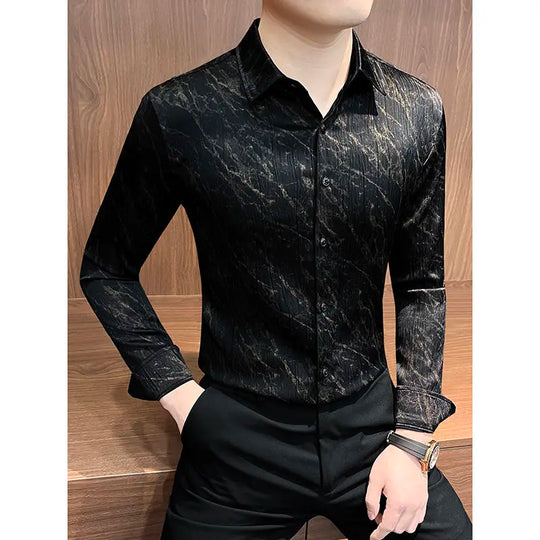 Spring and summer new stylish personality casual printed men's shirt