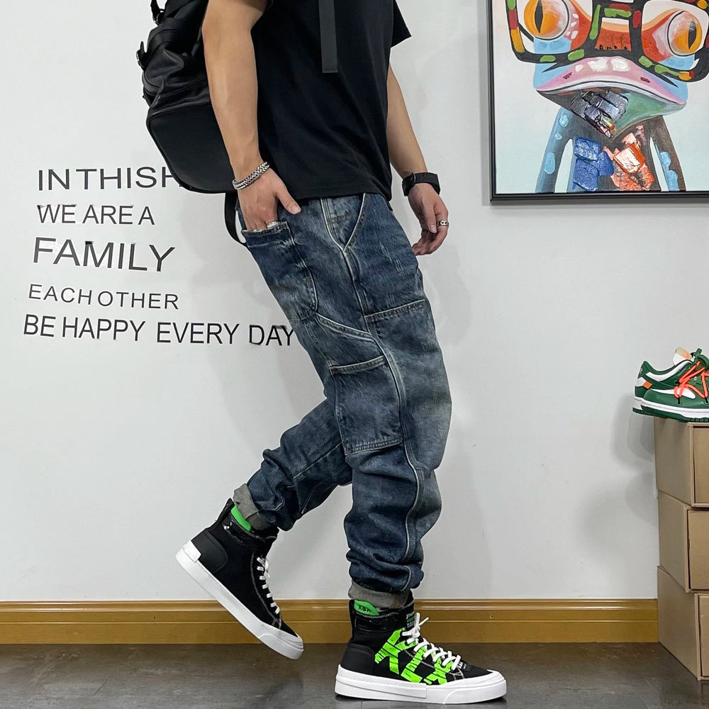 American Fashion Hip Hop Cargo Jeans Streetwear Skateboard Harem
