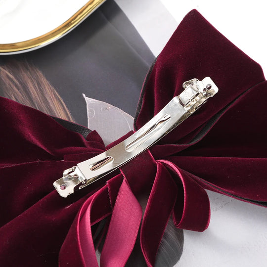 Bow Velvet Barrettes Women Temperament Ponytail Hairpin Hair Clip