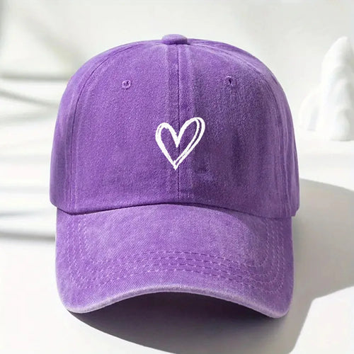 Spring/SummerHat Female Embroidered Peach Heart Wash Denim Baseball