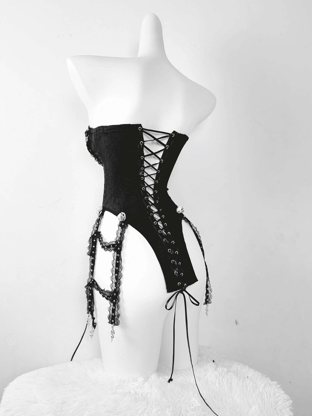 TDH Heavy Industries Handmade Pure Black Gothic Black Strap Drawstring Chest, Bird Cage, Affordable Bundle Body, Skincare Top