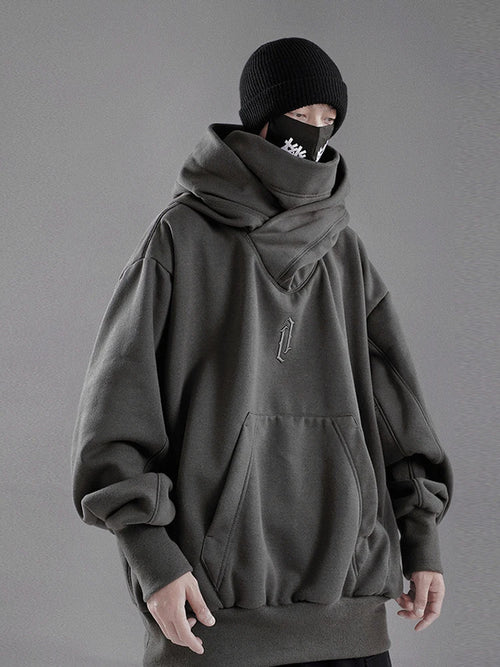 Embroidery Turtleneck Sweatshirt For Men Japanese Ninja Hoodies Autumn