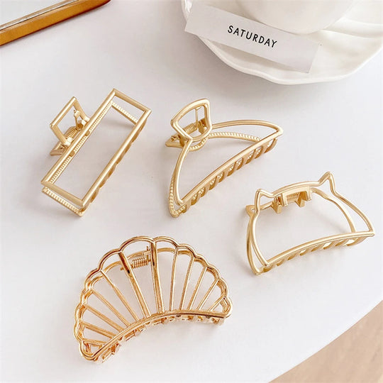 Fashion Metal Hair Claw For Women Gold Silver Color Cross Crab Hair