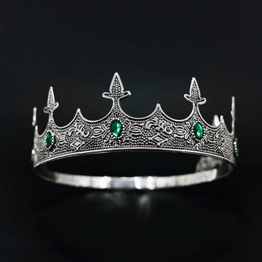 Trendy Vintage Baroque Crown Antique Bronze Elegant King Tiara Crown Adjustable Multicolor Prince Rhinestone Tiara Men