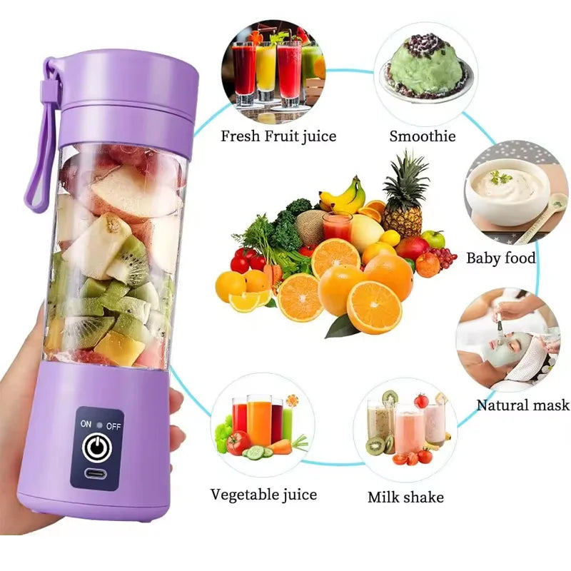 Mini Juicer Blender Portable Electric Juicers USB Rechargeable Blender Cup For Home Use Smoothie Maker Blender