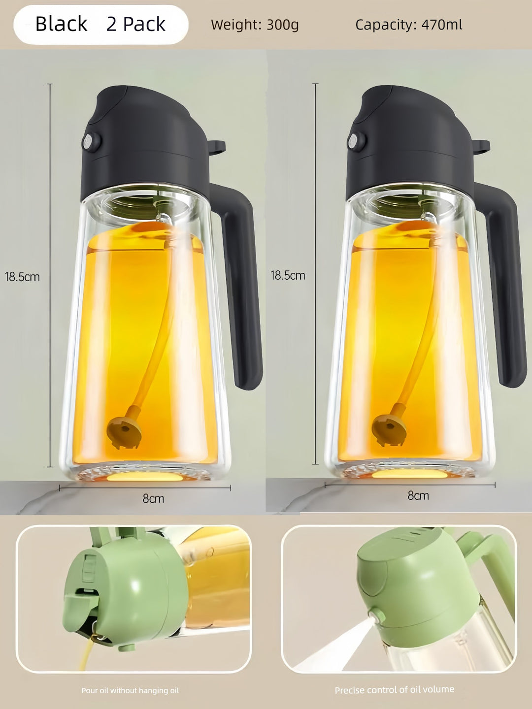 Glass Spray Oil Bottle Jar Spray Dual-Use Air Fryer Kitchen For Home Spray Oil Dispenser Oil Tank Seasoning Edible