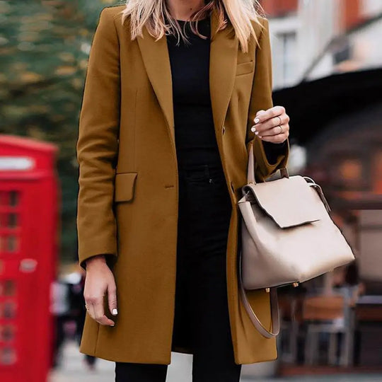 Autumn Winter Trench Coat for Women Suit Coat Single-breasted Long