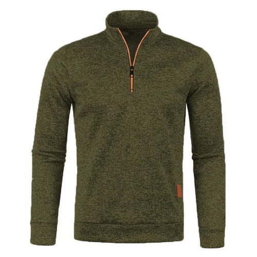 Autumn Men's Half Zipper Sweatshirts Long Sleeve Solid Color Pullover
