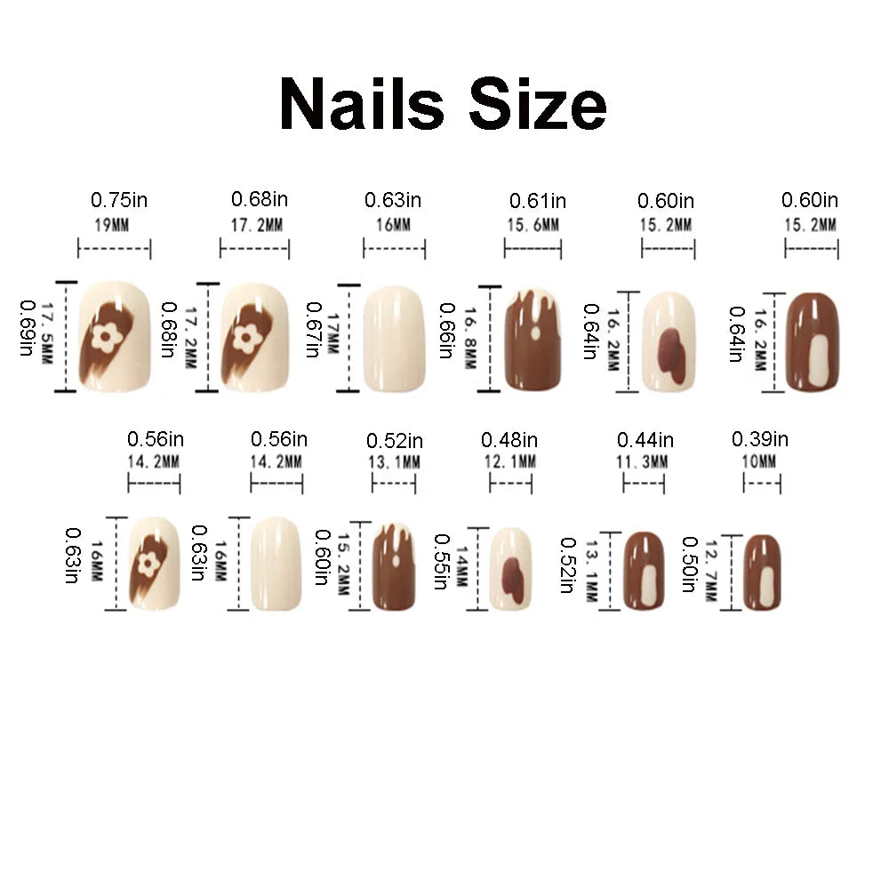 24pcs/set short saure fake nails for Spring summer season french style flowers butterfly design press on false nail art tips